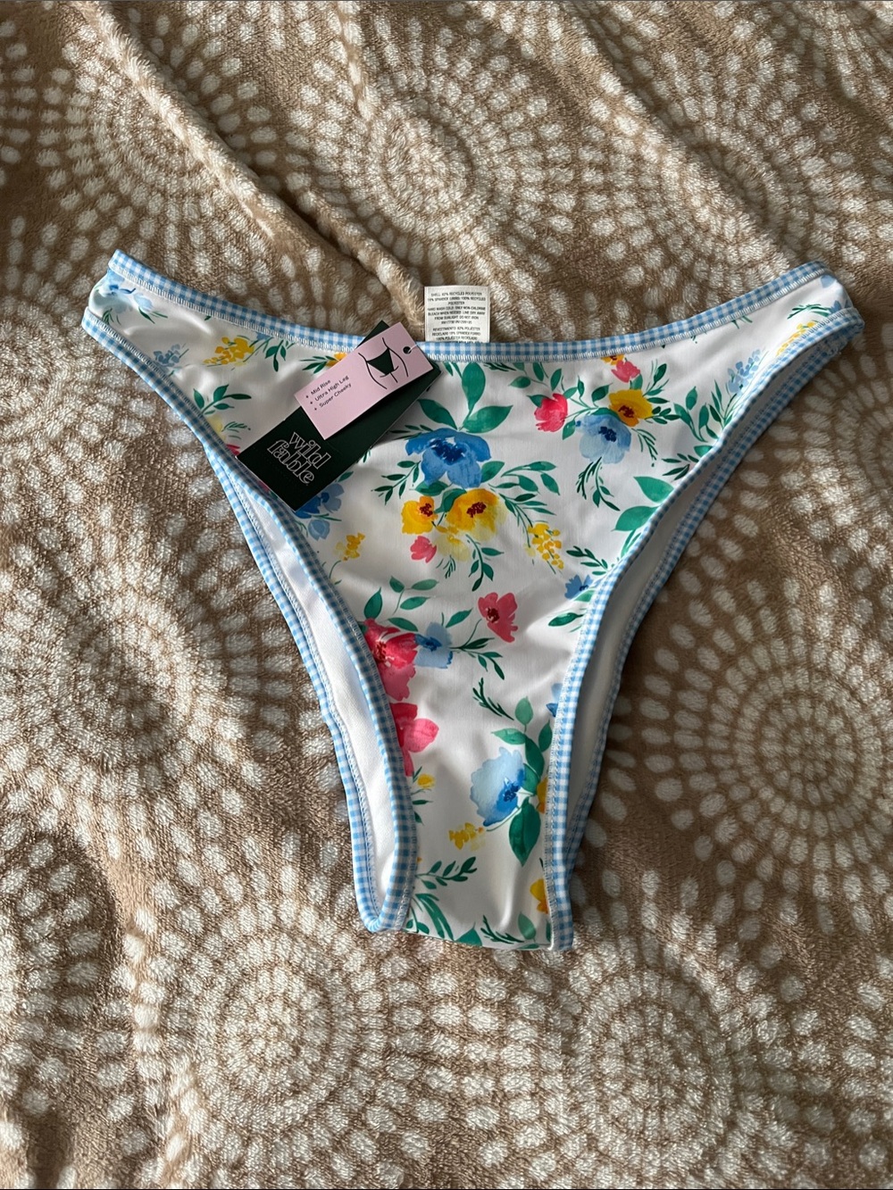 wild fable White Floral Bikini Bottom with Blue Trim